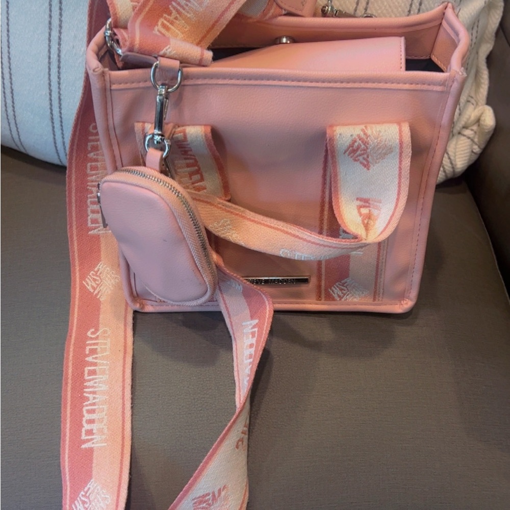 Steve Madden Pink Crossbody Bag with Silver Hardware
